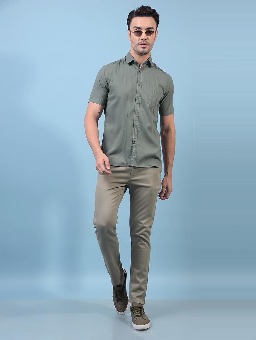 men solid short sleeve slim fit casual shirt - 21933882 - Standard Image - 4