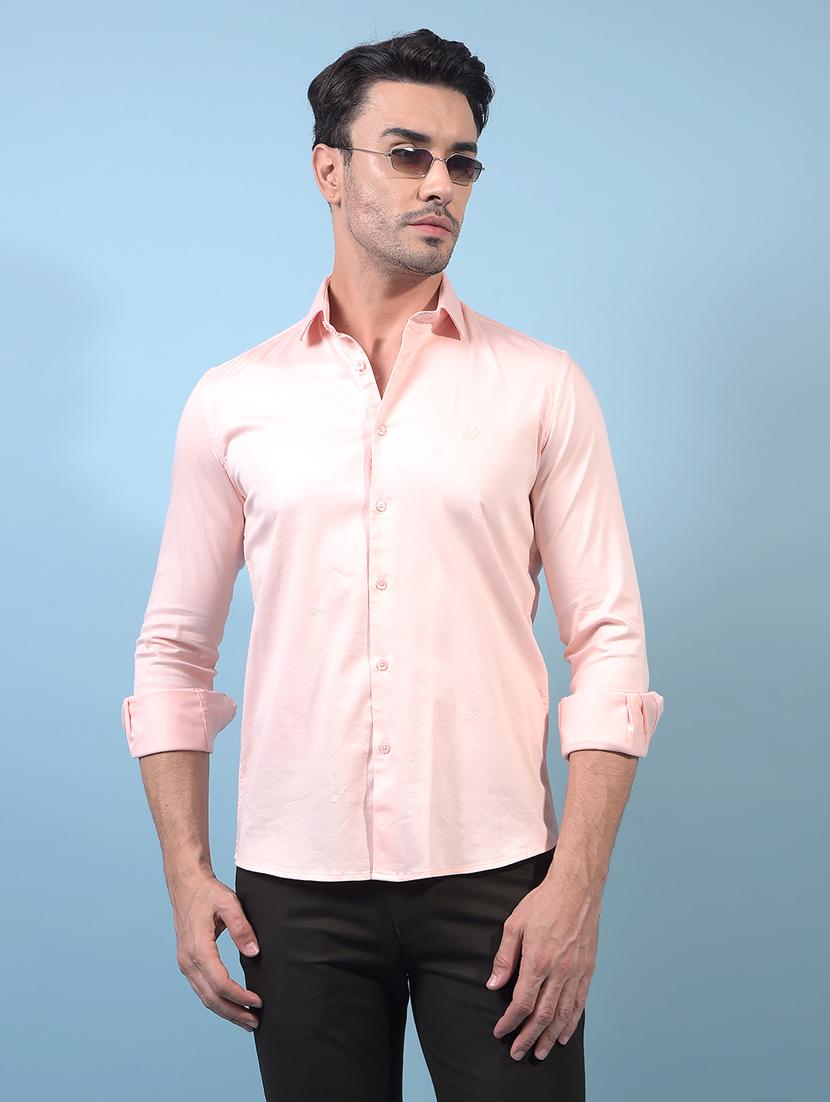 men solid long sleeve slim fit casual shirt - 21933884 -  Zoom Image - 0