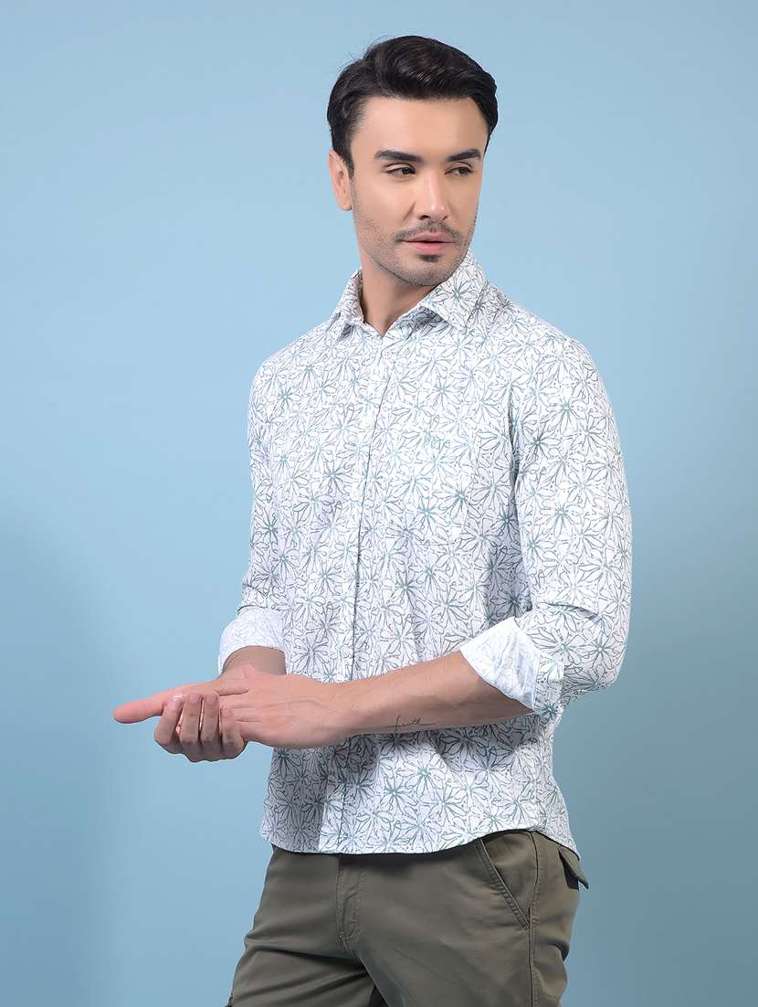 men printed long sleeve slim fit casual shirt - 21933892 -  Standard Image - 1