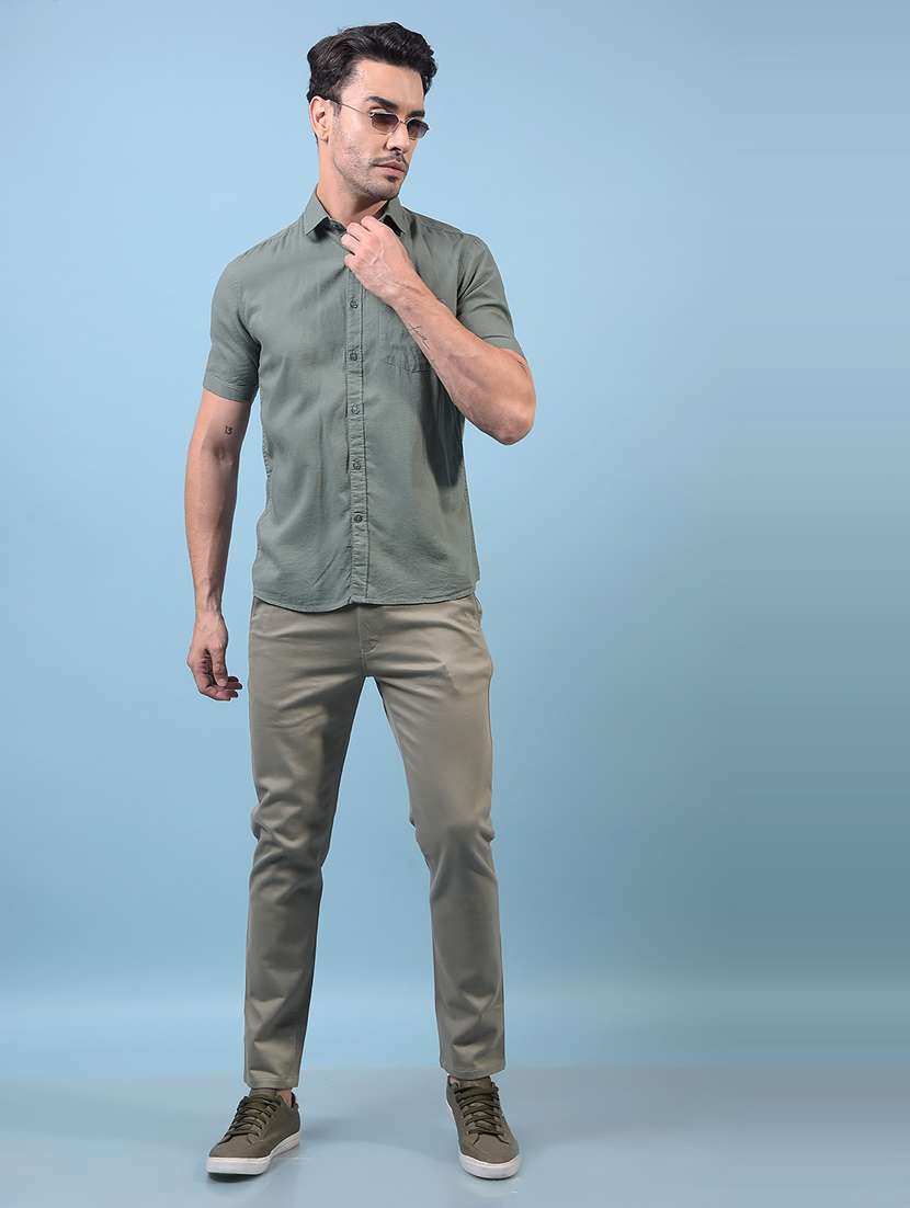 men solid mid rise flat front casual chinos  - 21933921 -  Standard Image - 4