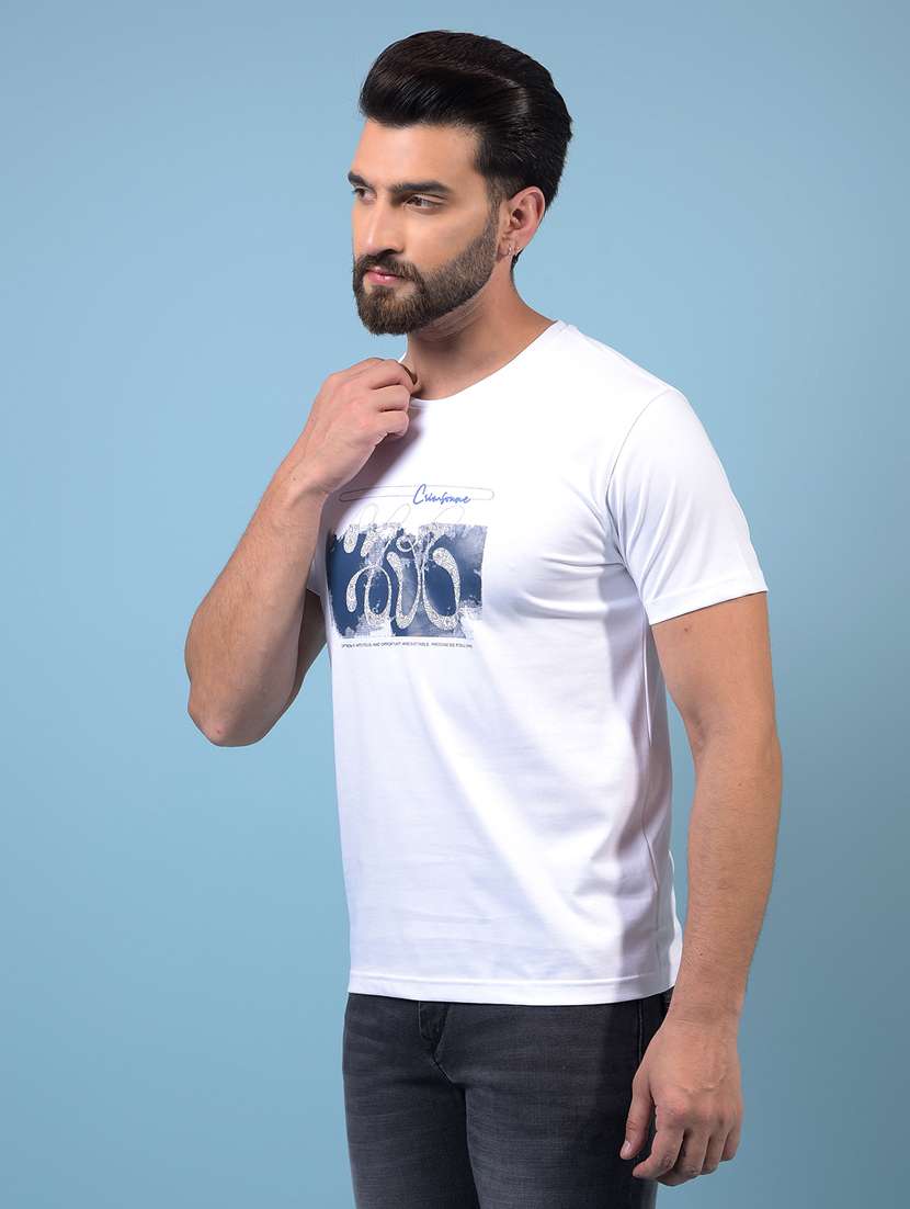 men chest print round neck regular fit t-shirt - 21933939 -  Standard Image - 1