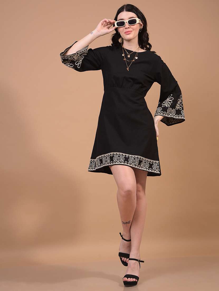 women embroidered bell sleeve a-line dress - 21933957 -  Standard Image - 4