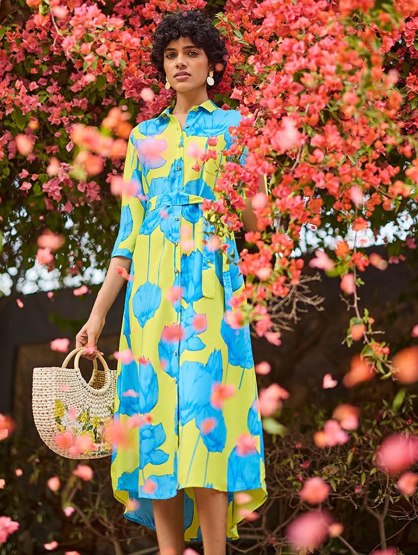women floral printed collared shirt dress - 21933958 - Standard Image - 1
