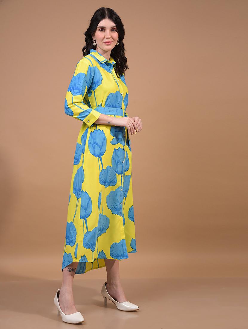 women floral printed collared shirt dress - 21933958 - Standard Image - 4