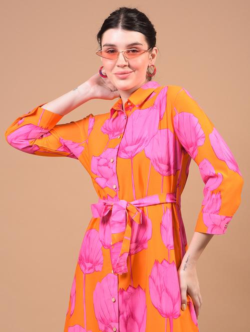 women floral printed collared shirt dress - 21933959 -  Standard Image - 0