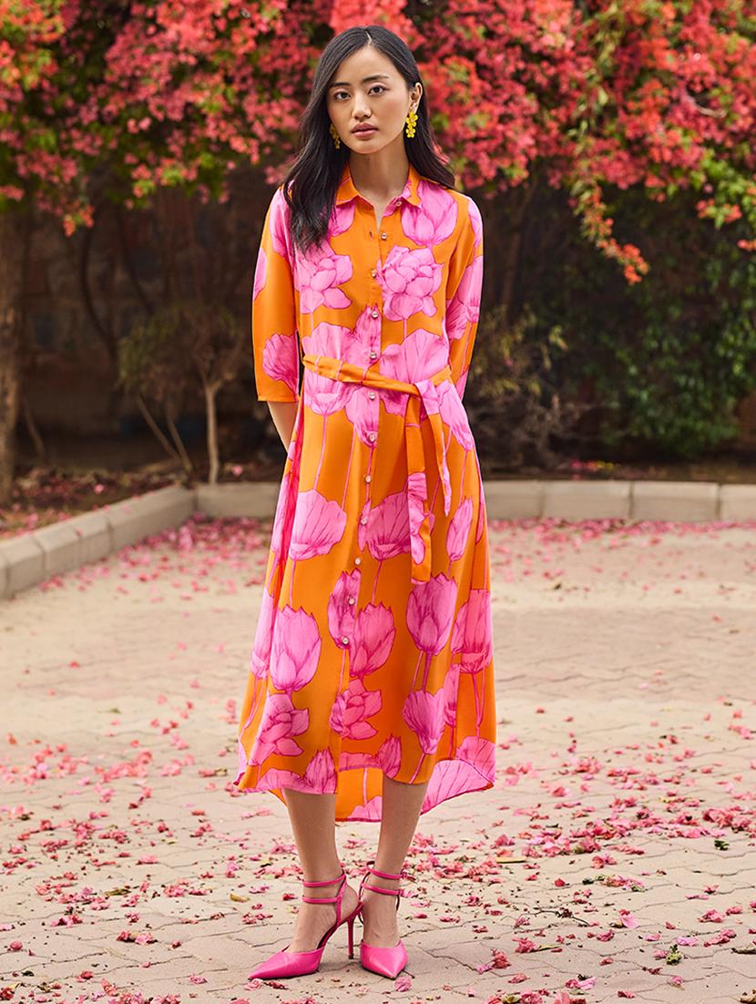 women floral printed collared shirt dress - 21933959 -  Standard Image - 1