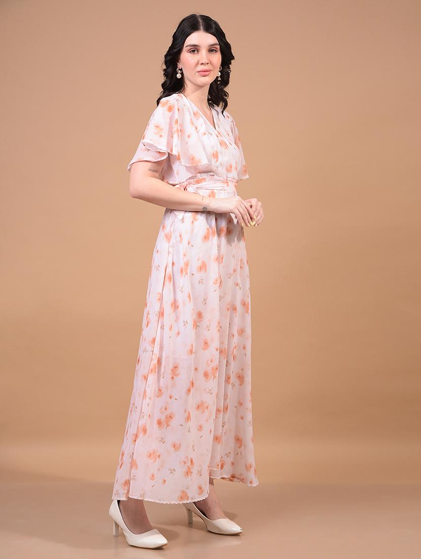 women floral printed flared sleeves fit & flare dress - 21933962 - Standard Image - 1