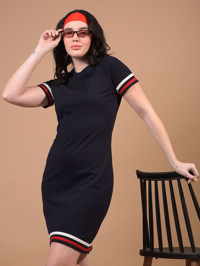 women tapered short sleeve bodycon dress