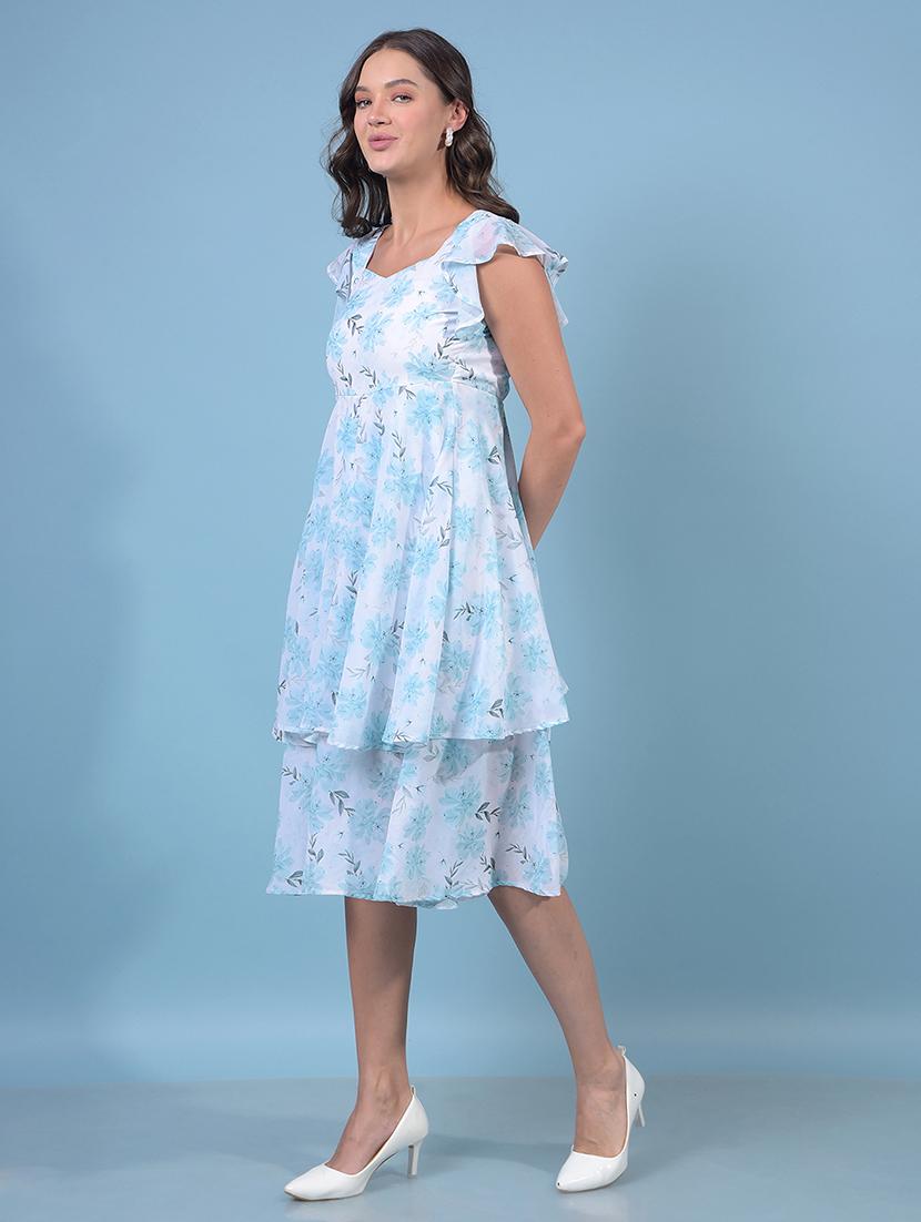 women printed sleeveless layered dress - 21933967 - Standard Image - 1