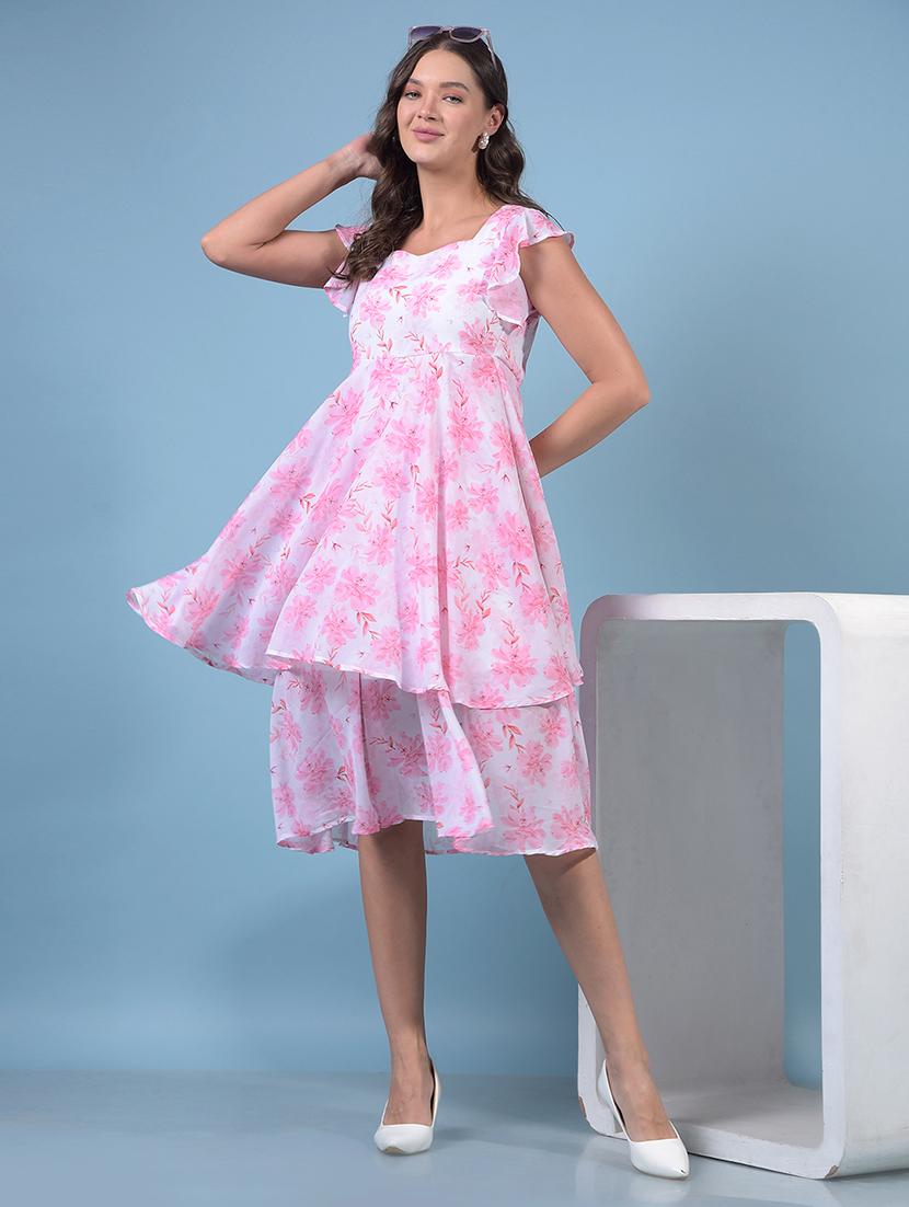 women floral printed sleeveless layered dress - 21933968 -  Zoom Image - 0
