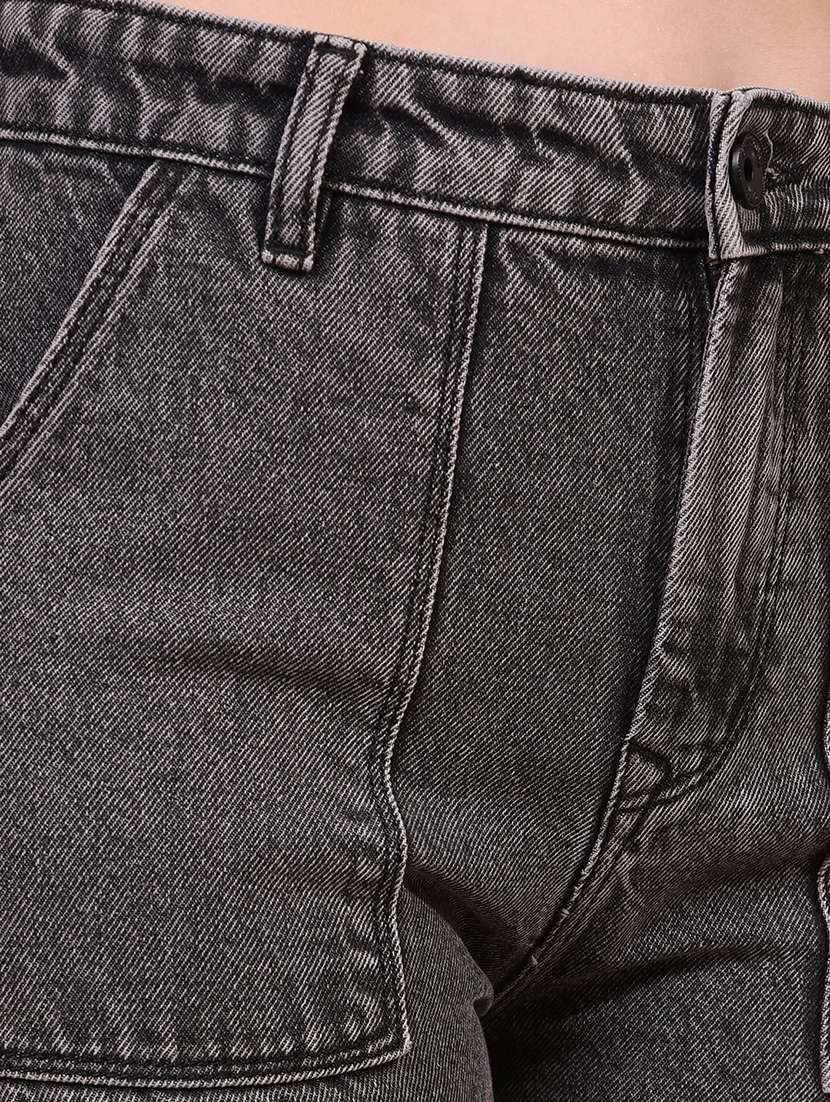 women solid mid rise denim cargo - 21933970 -  Standard Image - 4