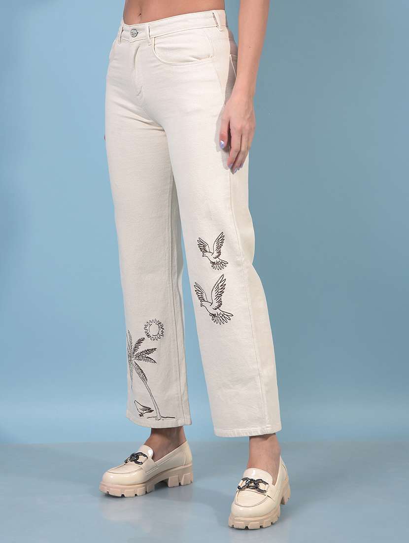 women solid mid rise wide leg jean - 21933975 -  Standard Image - 1