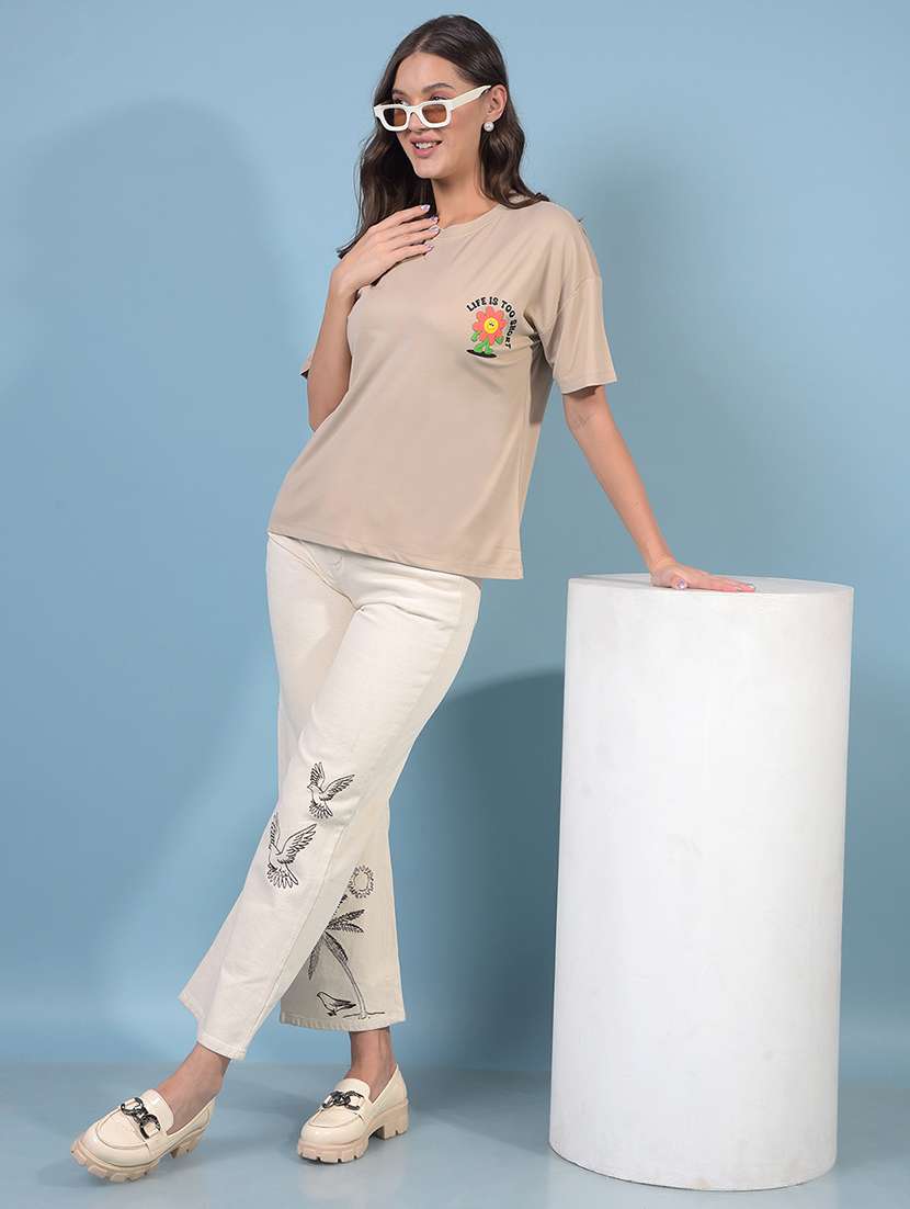 women solid mid rise wide leg jean - 21933975 -  Standard Image - 4