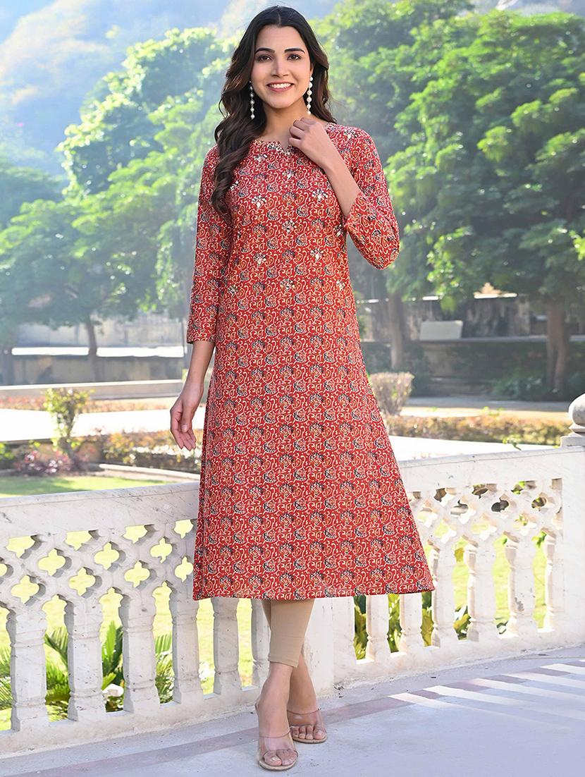 women three quarter sleeve a-line kurta - 21933985 - Zoom Image - 0