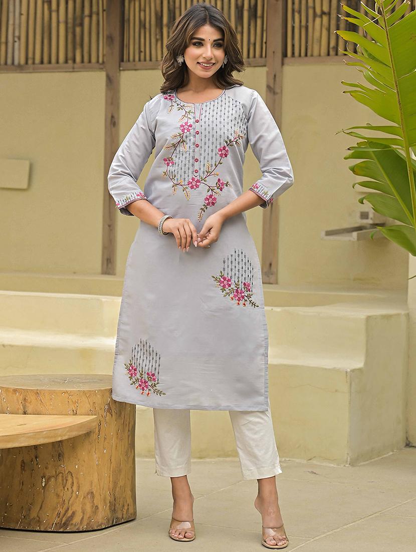 women three quarter sleeve straight kurta - 21933991 - Zoom Image - 0