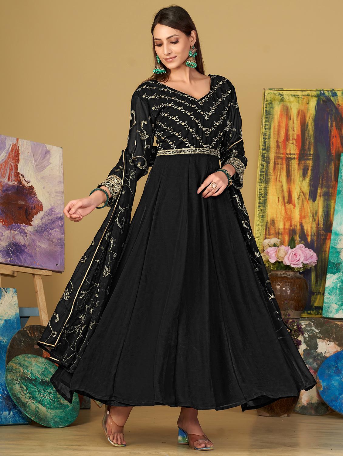 women embroidered semi-stitched anarkali suit set - 21934004 -  Zoom Image - 0