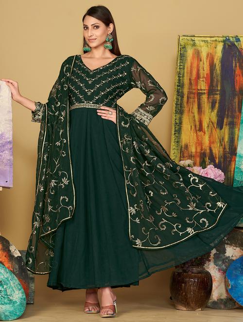 women embroidered semi-stitched anarkali suit set - 21934006 - Standard Image - 0