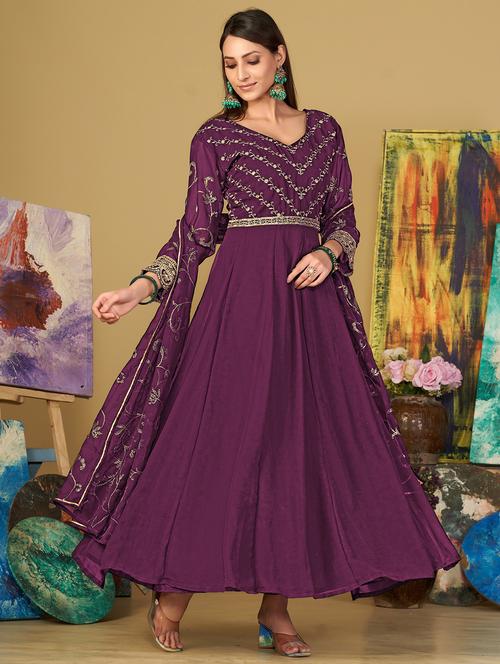 women embroidered semi-stitched anarkali suit set - 21934009 -  Standard Image - 0