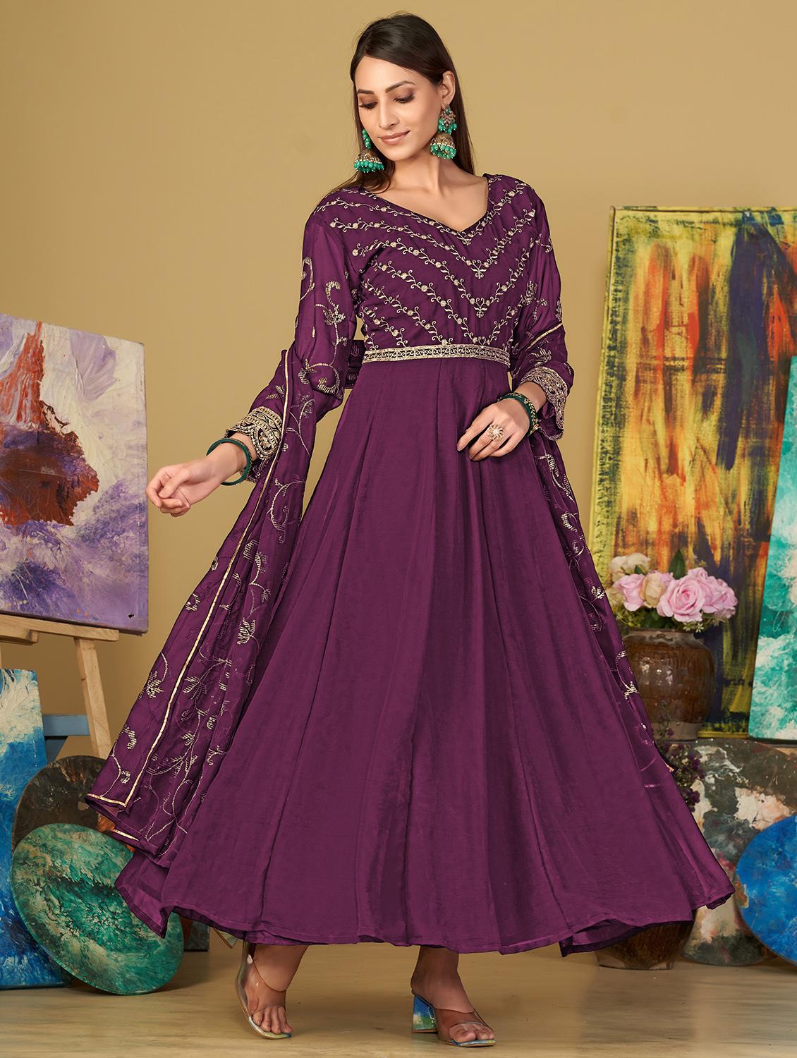women embroidered semi-stitched anarkali suit set - 21934009 -  Zoom Image - 0