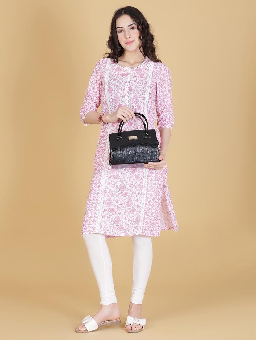women printed three quarter sleeve straight kurta - 21934069 - Standard Image - 1