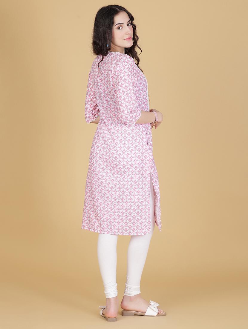 women printed three quarter sleeve straight kurta - 21934069 - Standard Image - 4