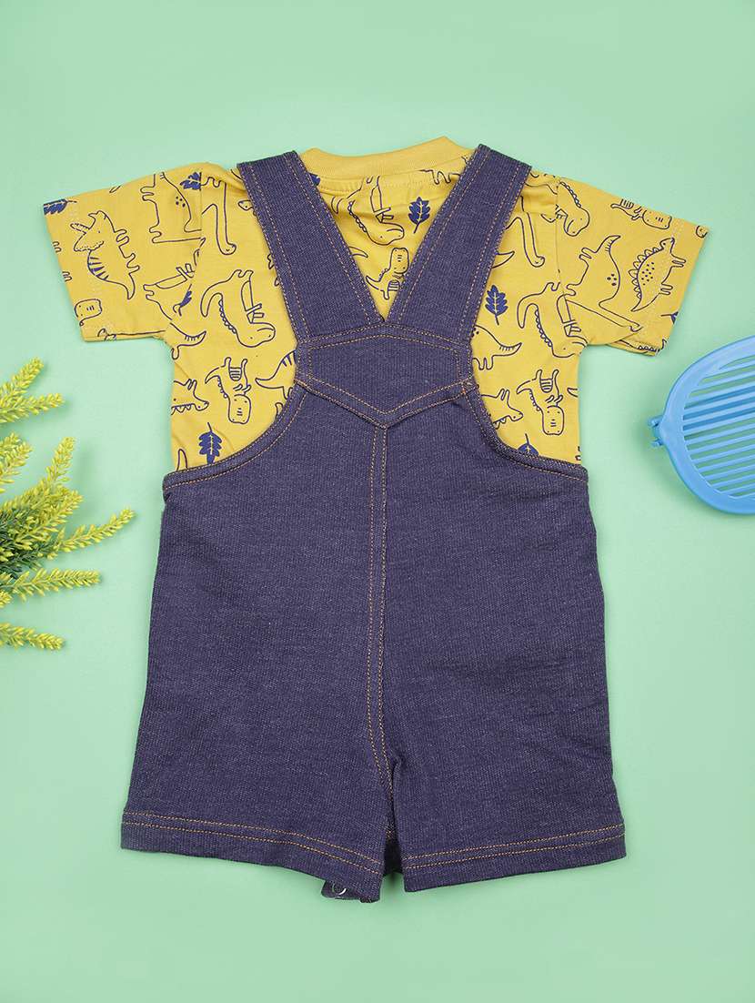 boys printed t-shirt & dungaree twin set - 21934079 -  Standard Image - 1