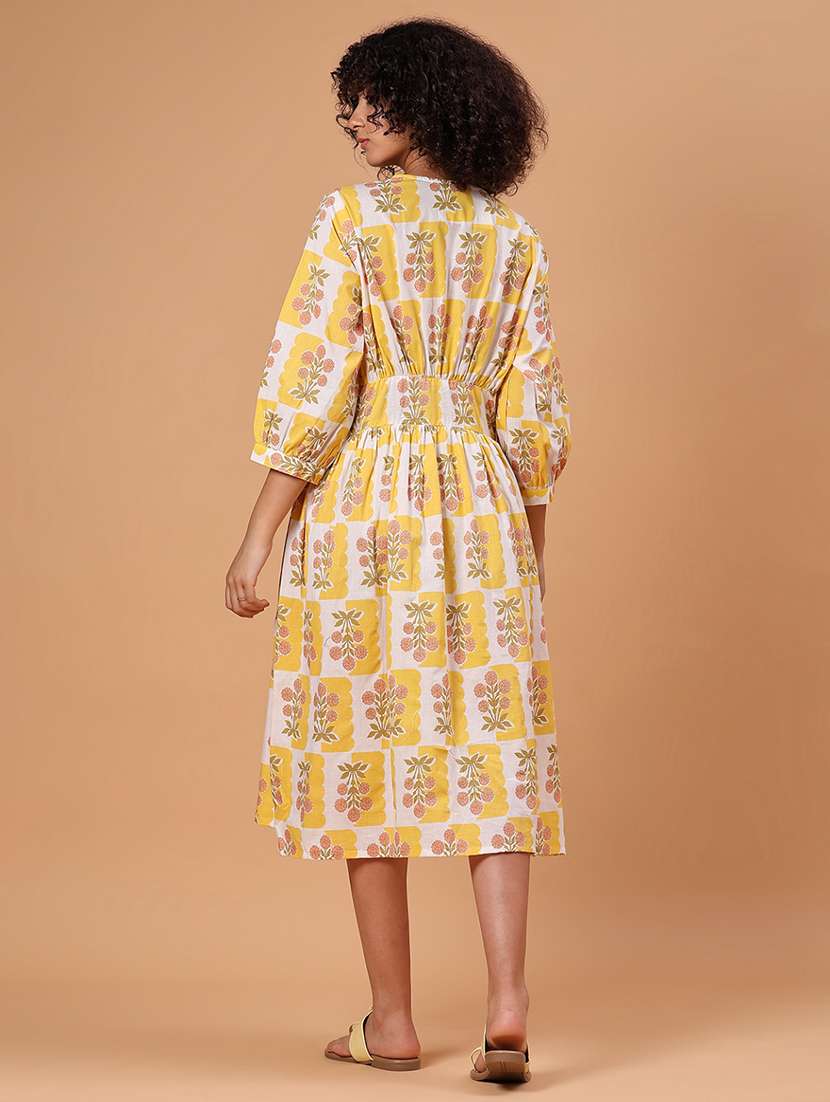 women printed three quarter sleeve a-line dress - 21934103 -  Standard Image - 4