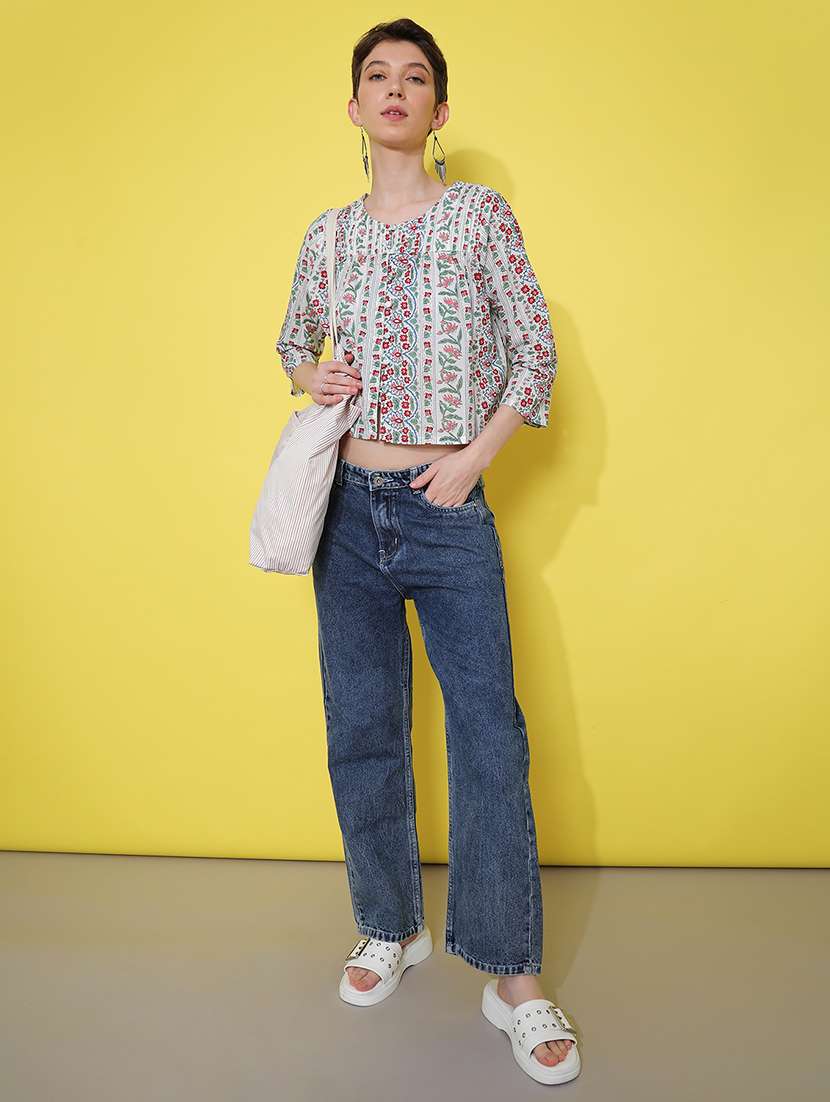 women printed three quarter sleeve top - 21934138 - Standard Image - 4