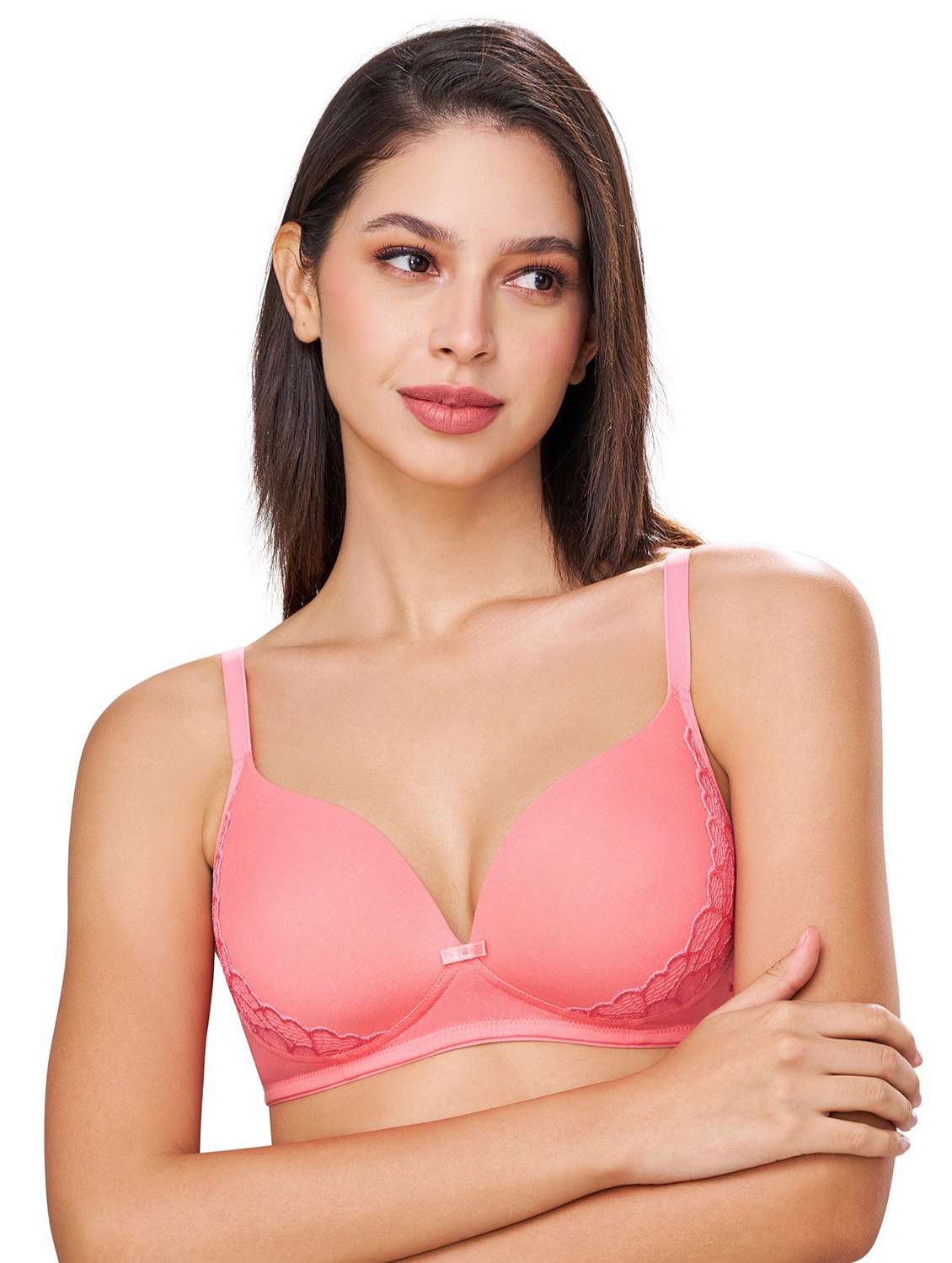 women solid lightly padded push up bra