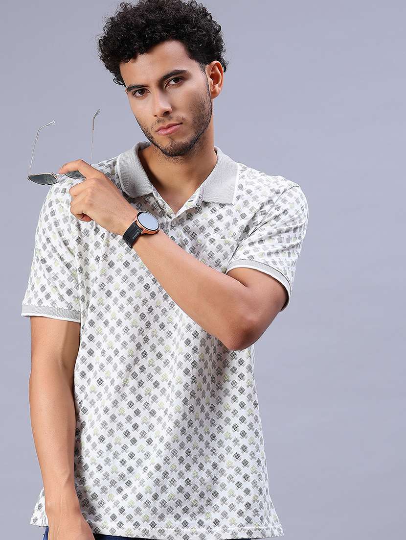 men printed short sleeve regular fit polo t-shirt
