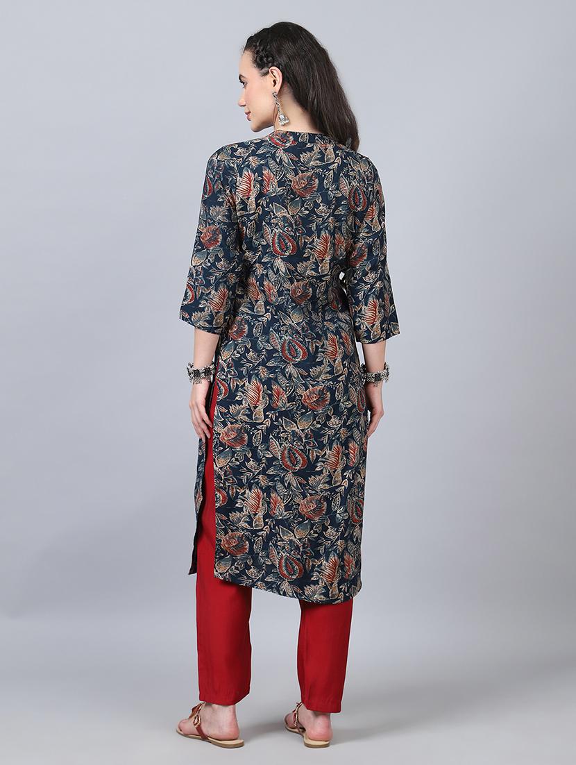 women three quarter sleeve kurta pant set - 21934283 - Standard Image - 4