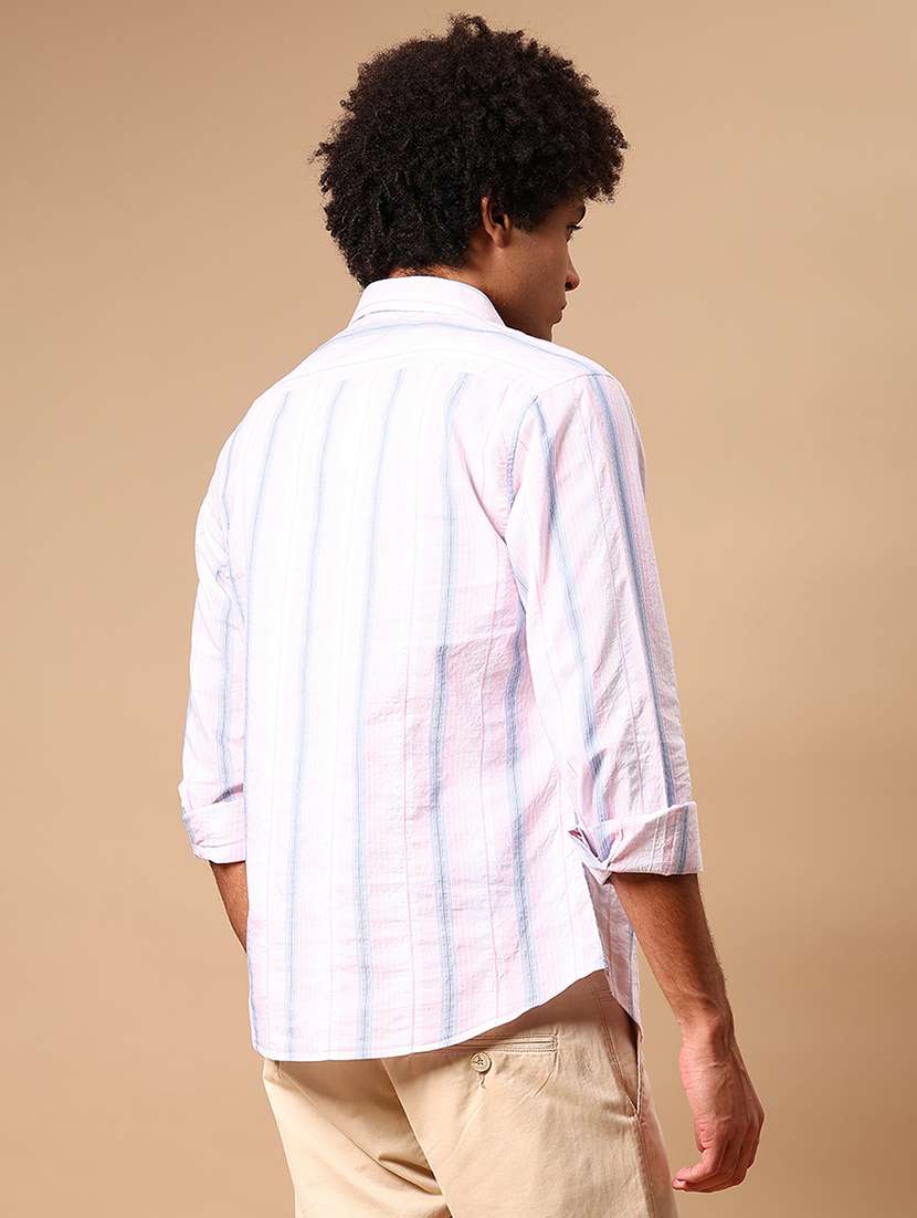 men striped long sleeve regular fit casual shirt - 21934306 - Standard Image - 4