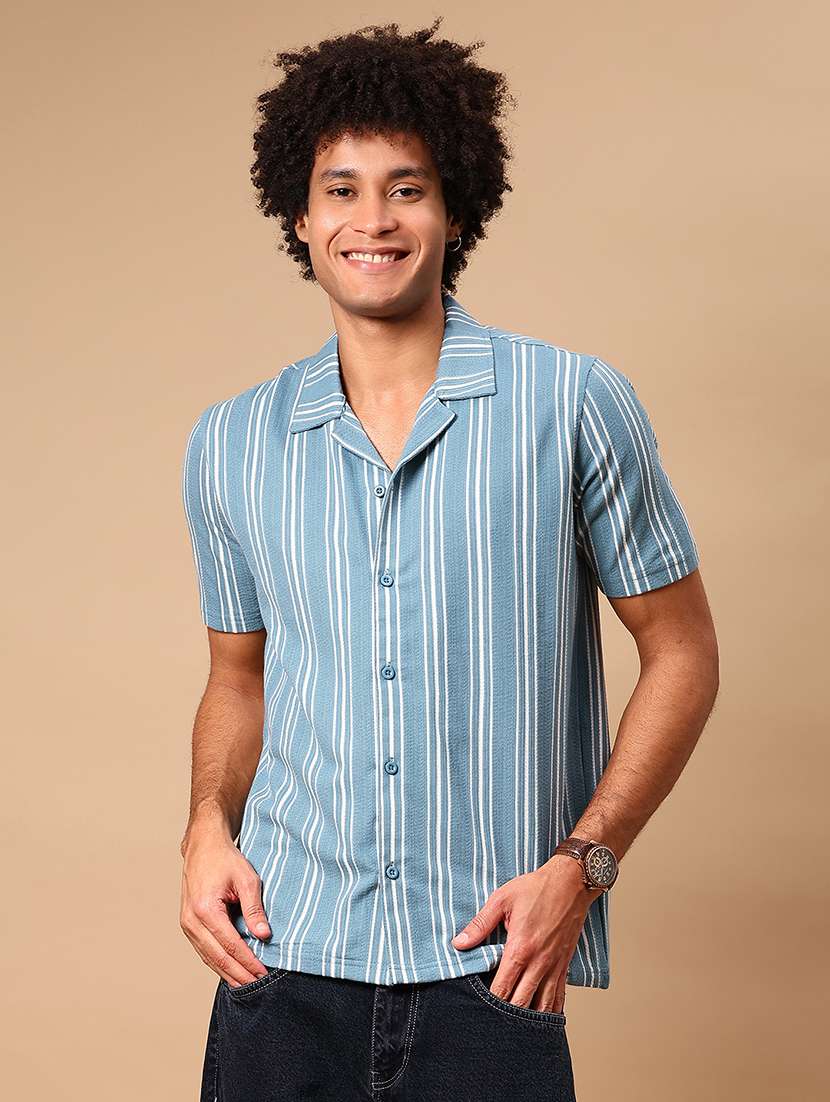 men striped short sleeve casual fit casual shirt - 21934307 -  Standard Image - 1