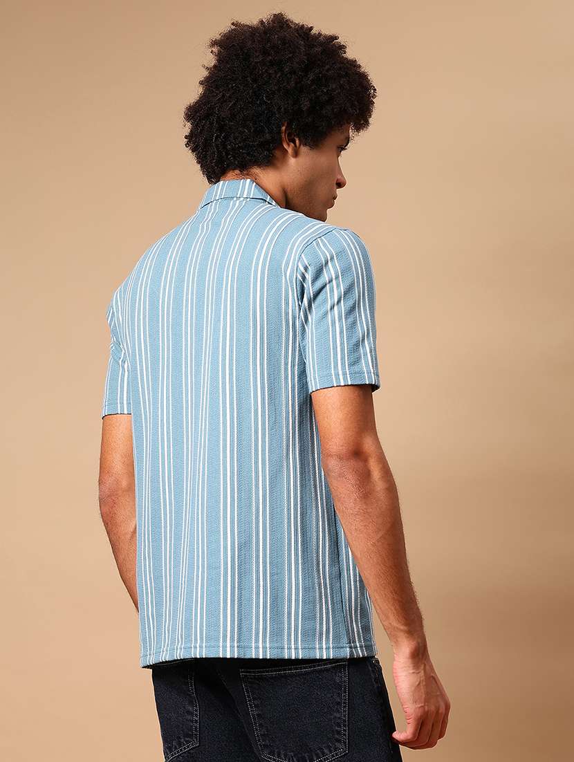 men striped short sleeve casual fit casual shirt - 21934307 - Standard Image - 4