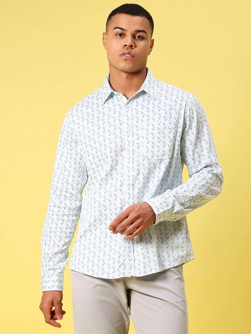 men printed long sleeve regular fit casual shirt - 21934308 -  Standard Image - 1