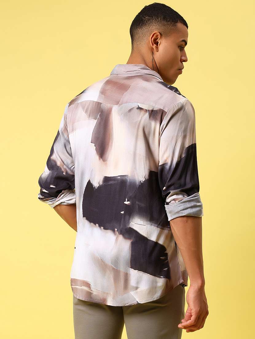 men abstract long sleeve regular fit casual shirt - 21934311 -  Standard Image - 4