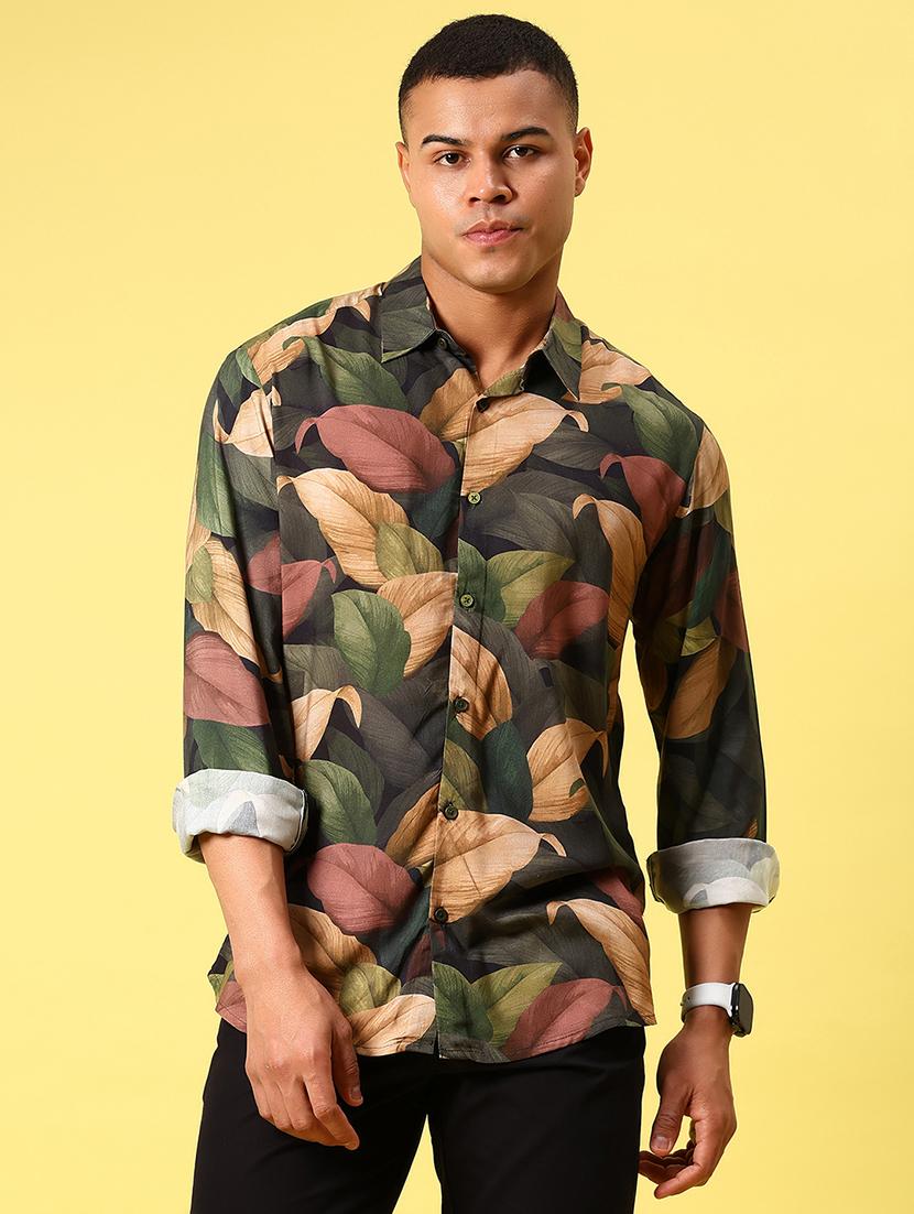 men printed long sleeve regular fit casual shirt - 21934312 - Standard Image - 1