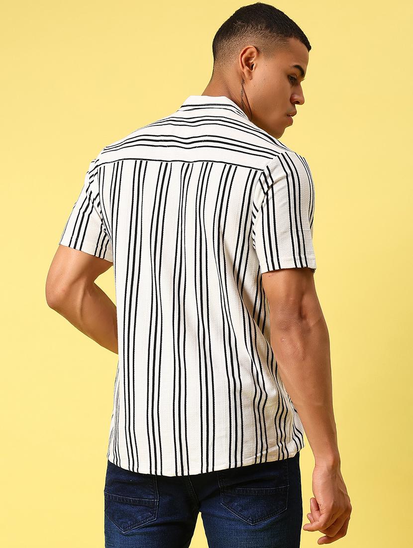 men striped short sleeve casual fit casual shirt - 21934314 - Standard Image - 4