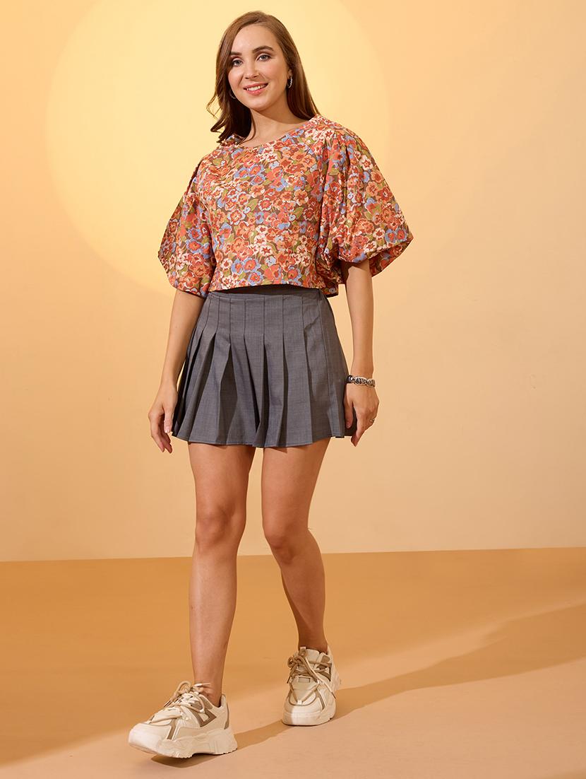 globus women multi round neck puff sleeves floral print top - 21934676 - Standard Image - 4