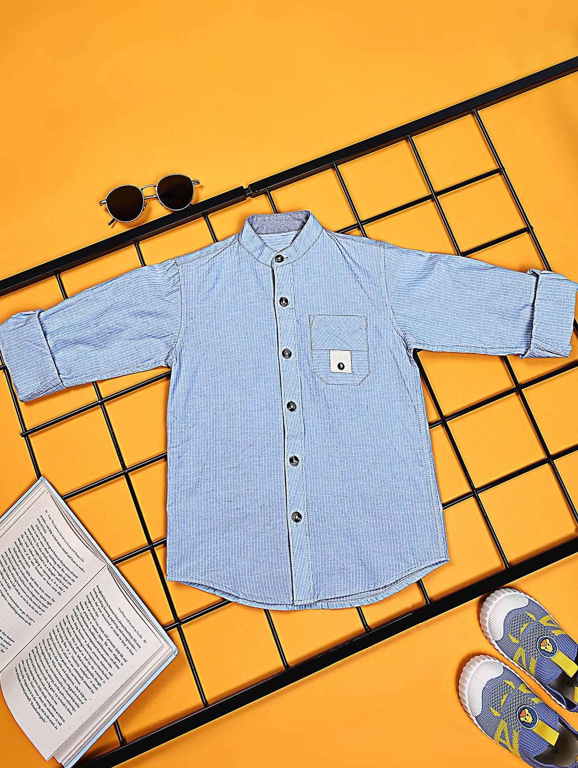 boys striped long sleeve casual shirt