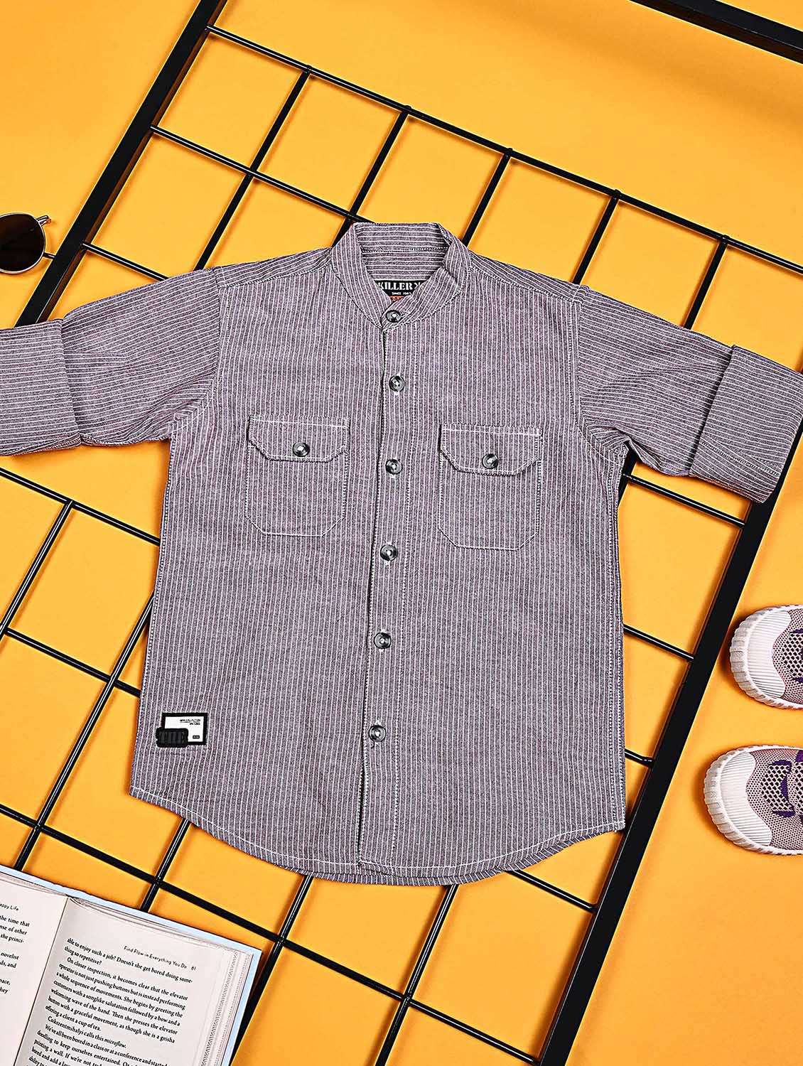 boys striped long sleeve casual shirt