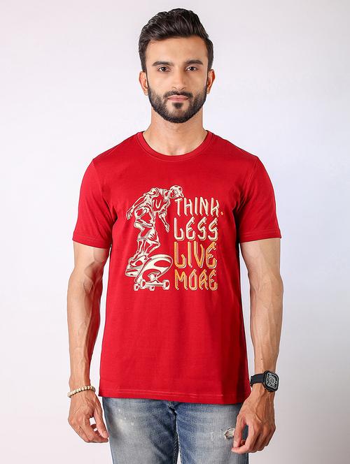 men front print round neck regular fit t-shirt - 21934727 - Standard Image - 0
