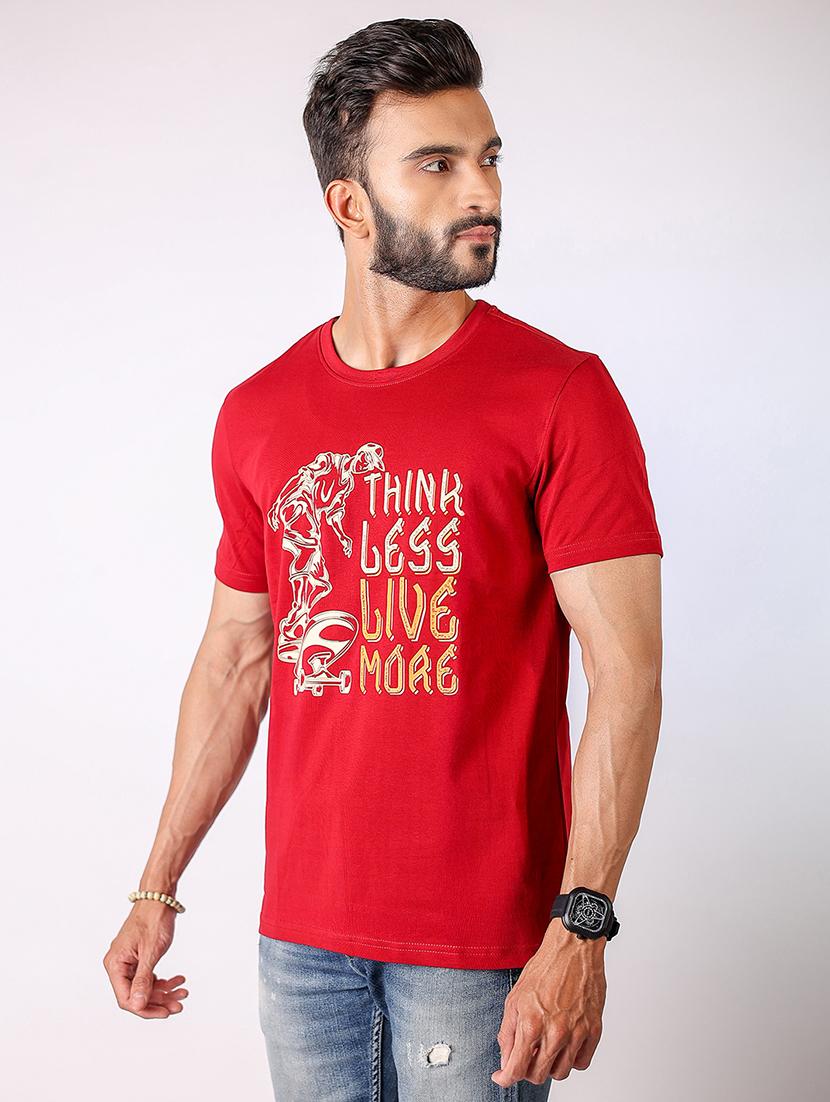 men front print round neck regular fit t-shirt - 21934727 - Standard Image - 1