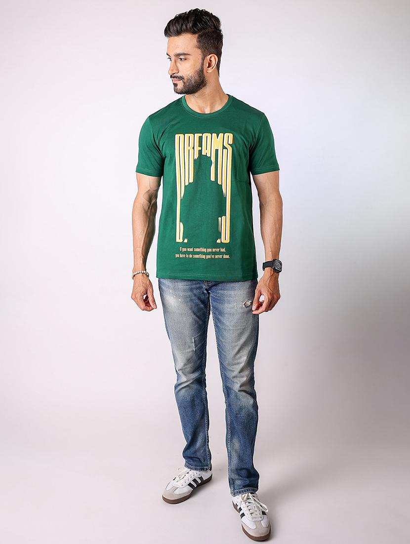men front print round neck regular fit t-shirt - 21934728 - Standard Image - 4