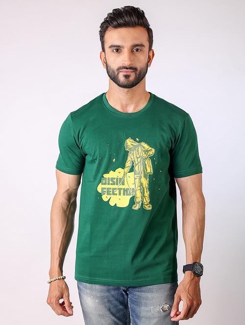 men front print round neck regular fit t-shirt - 21934729 - Standard Image - 0