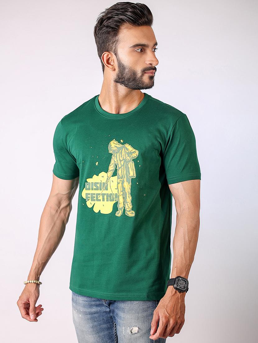 men front print round neck regular fit t-shirt - 21934729 - Standard Image - 1