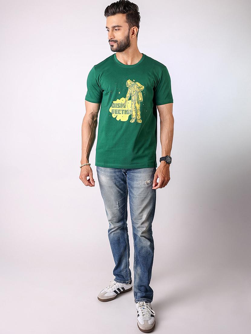men front print round neck regular fit t-shirt - 21934729 - Standard Image - 4