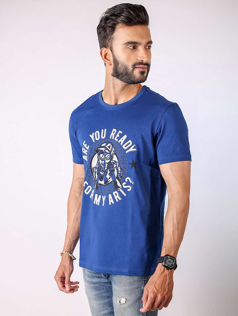 men front print round neck regular fit t-shirt - 21934731 -  Standard Image - 1