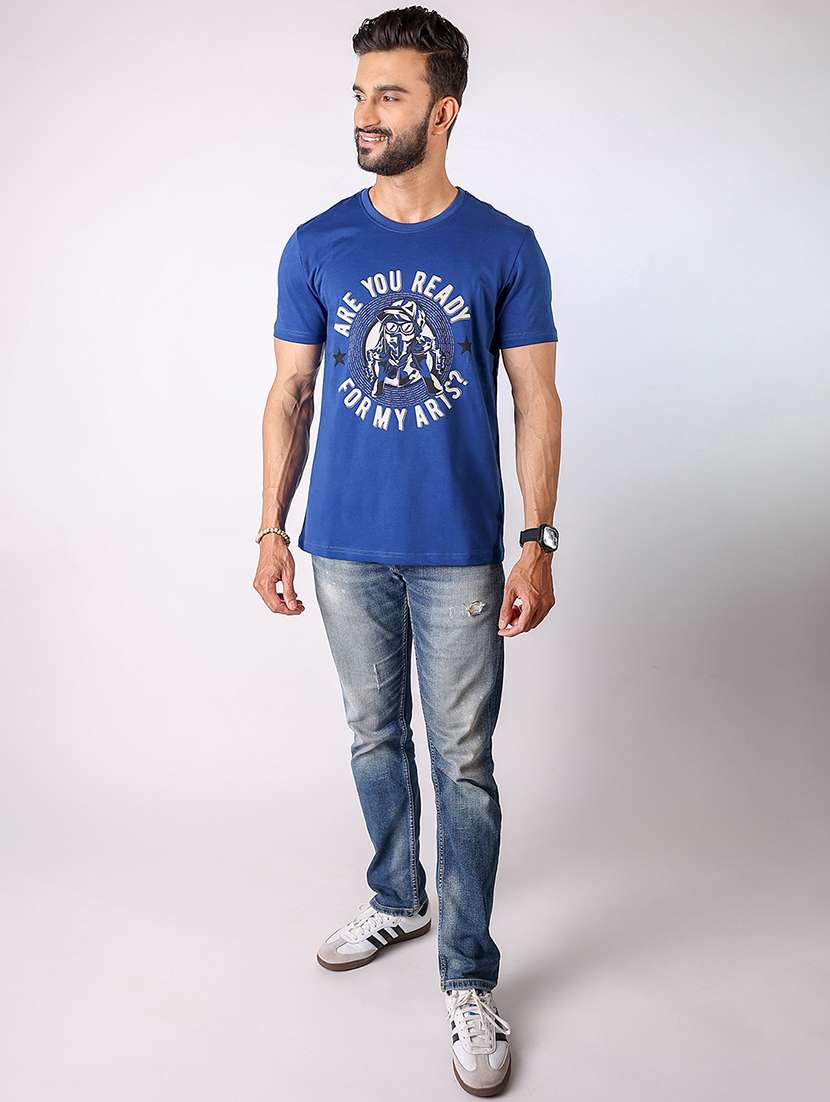 men front print round neck regular fit t-shirt - 21934731 -  Standard Image - 4