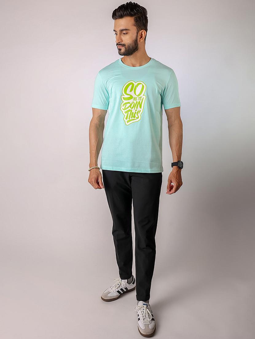 men front print round neck regular fit t-shirt - 21934732 - Standard Image - 4